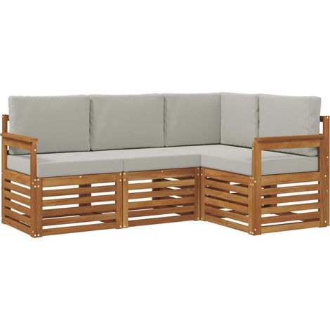 Conjunto de sofás de exterior 4 uds. Gris Natural y Claro vidaXL (1/5)