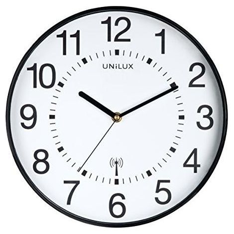 Unilux Reloj moderno negro diámetro 30 cm radio controlado