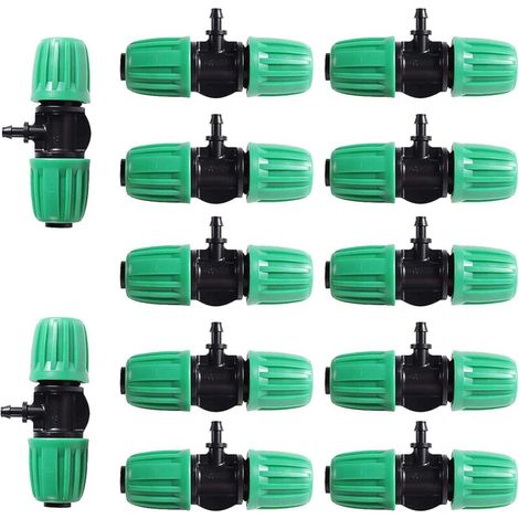 12-Piece Irrigation Hose Fittings, Tee Fittings for 1/2" (13-15mm) to 1/4" (4-6mm) Irrigation Hoses, Fittings for Garden and Agricultural Irrigation Systems