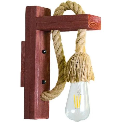 Lampes dcoration de lampe en bois applique murale de restaurant en corde de chanvre rtro rouge rtro YYV (1/4)