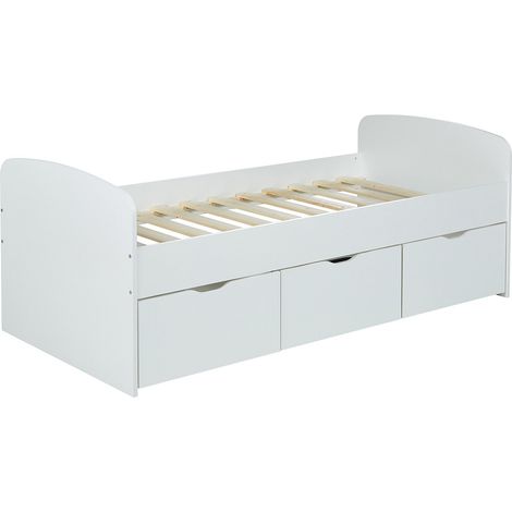 Letto con 2 cassetti e 1 vano portaoggetti 90 x 190 cm Bianco - LOUANE (1/4)