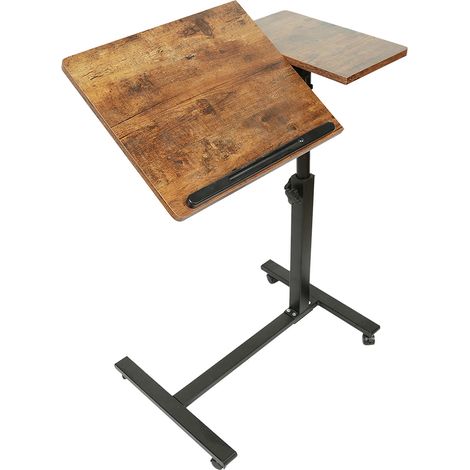 Tavolino da Laptop,Tavolo da letto con 4 Ruote Piroettanti,Altezza Regolabile,Marrone scuro (1/5)