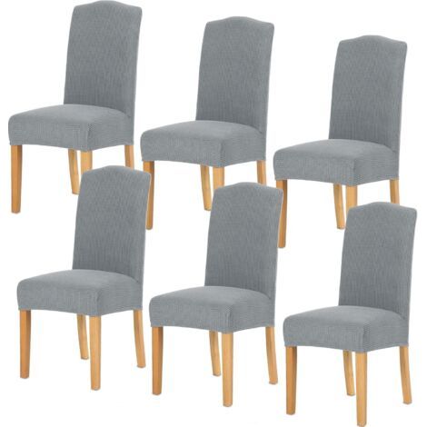 Housse de Chaise 6 pièces,Salle à Manger Stretch Extensible Antidérapante Couverture de Chaise,Housse de Salle à Manger Amovible Lavable Housse de Chaise pour Salle(6 pièces,Gris clair) (1/5)