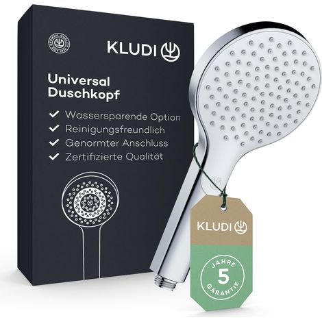 KLUDI-X3 Soffione doccia universale a risparmio idrico opzionale, doccino per doccia con 1 tipo di getto, soffione easy-clean Ø 11,7 cm, doccia soffione cromo