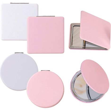 4 Mini Miroirs 7.2  7.2cm, Pliable Portable, Application Maison Bureau Extérieur, Blanc Rose (1/5)