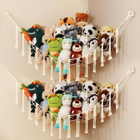 FLITI Plush Toy Storage Net, Set of 2, Macrame, 142x104x104cm, Large Capacity, Easy to Install (1/5)