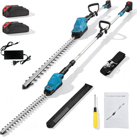 Taille Haie Télescopique sans Fil 550W 22000 TR/Min, 16" Lame Double Action, 2×2,0Ah Batterie (1/5)