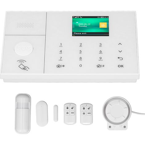 Alarme maison intelligente TUYA, contrôleur GSM/WiFi double réseau, détecteur de mouvement PIR, télécommande, capteur d'ouverture porte/fenêtre, kit sans carte TF, avec batteries intégrées, unité prin (1/5)