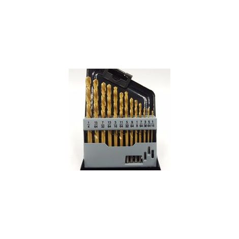 Juego de brocas para zurdos, 13 piezas M2 HSS con recubrimiento de nitruro de titanio SAE (1/16" 1/4")