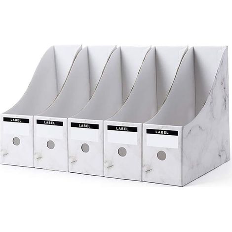5 Pcs Porte-revues, Fichier Boîte Range-revue pour Rangement Organisateur Document Papier A4 Magazine Livre de Bureau École Maison (Blanc) (1/5)