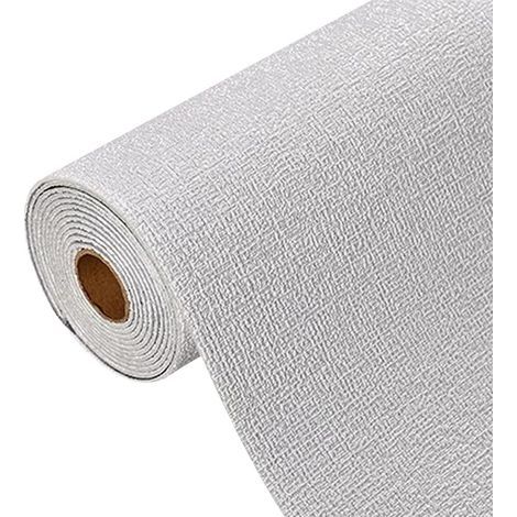 Papier peint adhésif amovible en PVC, 50 cm x 2.8 m, effet 3D, pour chambre, cuisine ou bureau, blanc lin (1/5)