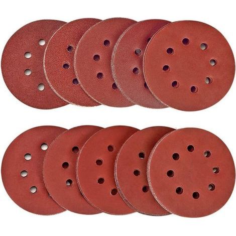 Lntyq Lot de 100 disques de ponçage 150 mm, papier de verre 40/80/120/180/320/600/800/1000/1500/2000 (10 disques par taille de grain) (1/5)