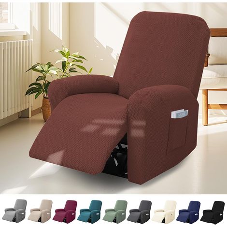 4-Teilig Sessel Überzug, 1-Sitzer Sesselschoner mit Taschen (1/5)