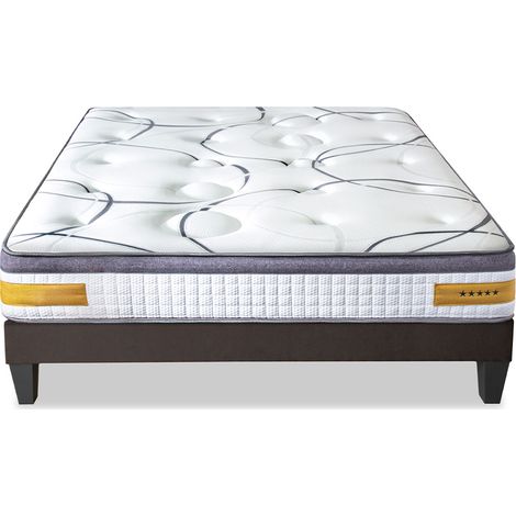 Ensemble Matelas Mémoire de forme COPENHAGUE avec sommier - 24 cm - 140x200 cm (1/5)