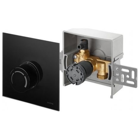 Oventrop température de retour Unibox 1022751 verre véritable noir, avec vanne et thermostat