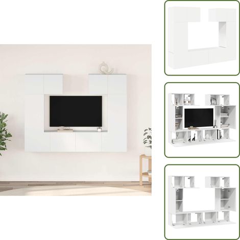 The Living Store Ensemble de meubles TV 6 pcs Blanc Bois d'ingénierie - Rangement mur (1/5)