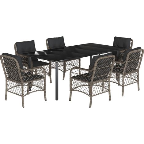 Maison Exclusive - Set comedor jardín 7 pzas y cojines ratán sint (1/5)