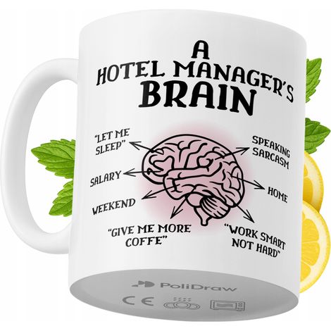 Lustige Kaffeetasse mit witzigem Textdesign für Hotelmanager – ideal für Geburtstage, Namenstage und Feiertage. Hochwertige Tasse für besondere Anlässe im Büro oder Homeoffice. Farbe: Weiß, 330 ml. (1/5)