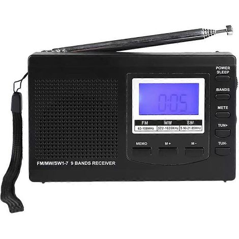Portable Radio FM/MW/SW Radio Stéréo Récepteur avec Numérique Réveil FM Récepteur Radio Outdooor Emergency Radio,b (1/5)