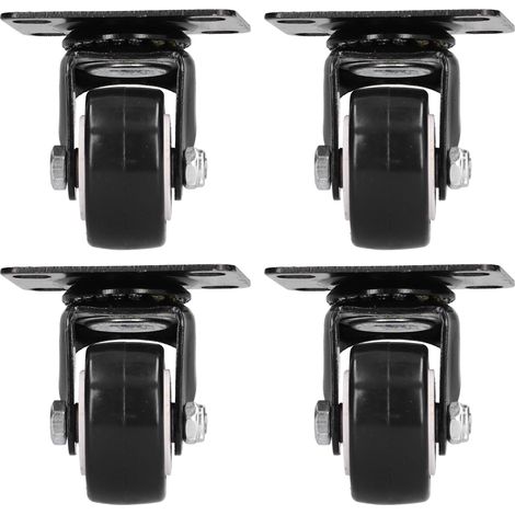 Lot de 4 roulettes pivotantes 360° silencieuses pour meuble, étagère, armoire et table industrielle (1/5)