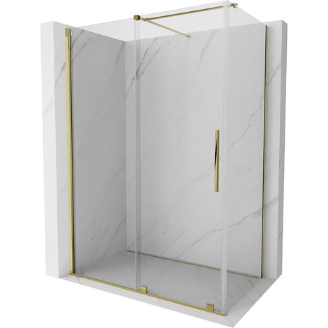 Mexen Velar cabina de ducha corredera 160 x 70 cm, transparente, dorada - 871-160-070-01-50 (1/5)