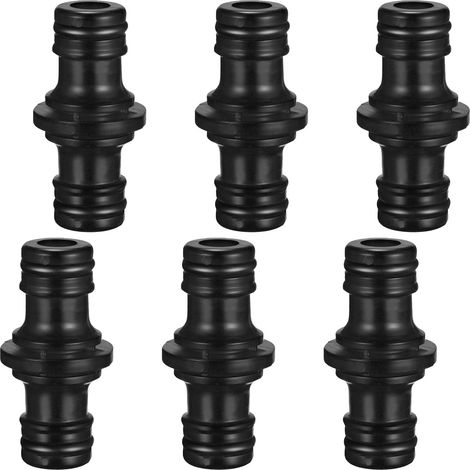 Lot de 6 raccords de tuyau d'arrosage double 1/2" - Raccord de tuyau - Raccord de tuyau - Raccord de tuyau double - Rallonge pour tuyau de jardin et maison - Noir (1/5)
