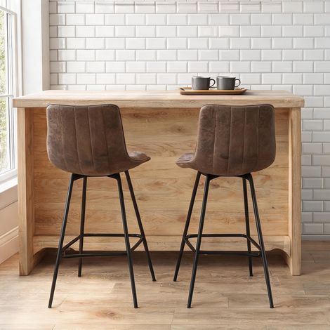 Tabouret de bar marron en PU 54,5 x 47 x 97,5 cm (1/5)