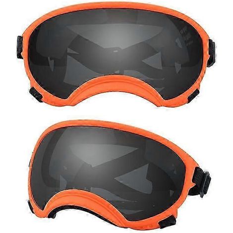 Hundebrille mit UV-Schutz, hoher Stoßfestigkeit, verstellbarem Gummizug, atmungsaktiv, für Welpen und große Hunderassen (Orange und Schwarz, Größe M) (1/5)