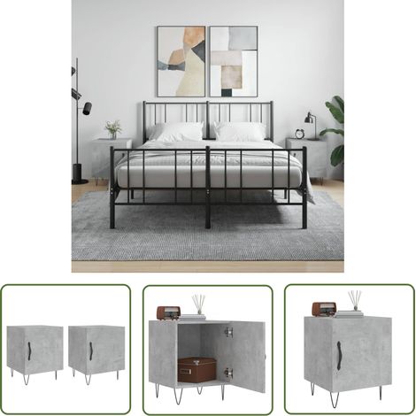 The Living Store Nachttische 2 Stk. Betongrau 40x40x50 cm Holzwerkstoff - Beton Tisch - Nachttisch Grau - Wohnzimmer Dekoration - Holzwerkstoff Möbel - Kommode (1/5)