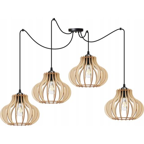 Hängelampe, Deckenleuchter, Holz, LED-Lampenschirm