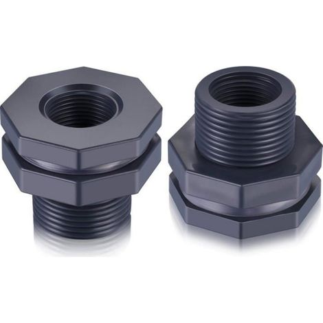 2 PVC-Durchführungen für Regenwassernutzungssysteme, Aquarien, Wassertanks (3/4 Zoll) (1/5)