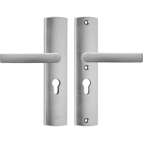 AXA Sicherheitstürbeschlag - Set - Gebogen - Türgriff aus Aluminium - Griff/Griff - PC55 - Türgriff mit Schutzschild (1/2)