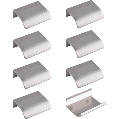Tirador de borde de dedo, 8 piezas, manija oculta de aleación de aluminio, manija invisible de 50 mm, manijas para muebles de níquel cepillado, tiradores autoadhesivos instantáneos para cajones de gab