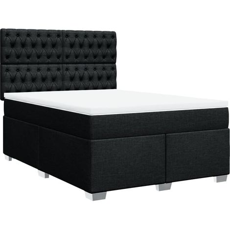 Maison Exclusive - Giroletto a Molle con Materasso Nero 160x200 cm in Tessuto (1/5)