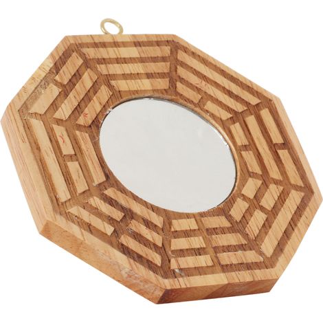 Miroir Bagua, miroir concave en bois, décoration de porte extérieure pour attirer la richesse et la chance (1/5)