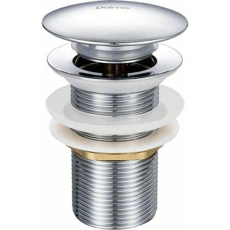 Bonde de lavabo à tirette sans trop-plein en laiton chromé G 1-1/4, équipée d'un système d'ouverture et de fermeture facile par bouton-poussoir. (1/4)