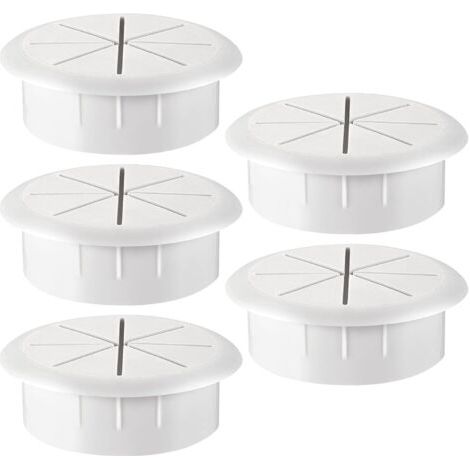 Lot de 5 Passe-câbles Flexibles en Plastique Blanc (1/4)