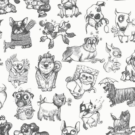 Muriva Pooches Black White Wallpaper Dogs Cute Animal Print Feature Wall (1/4)