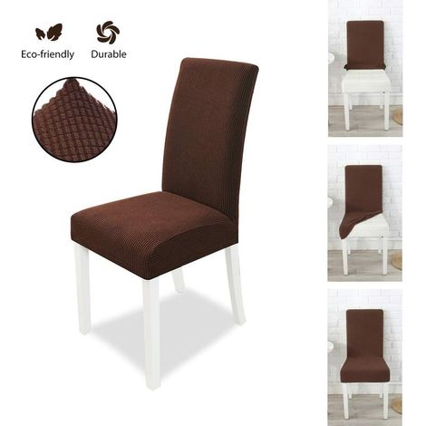 Housses de chaises Extensibles Housse Chaise Salle à Manger Elastique Protege chaises Salle a Manger Antidérapante GROOFOO (Marron foncé,4pcs) (1/4)