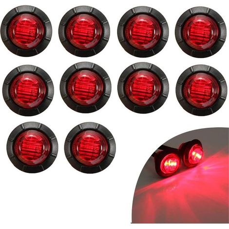 Paquete de 10 luces de posición laterales traseras LED de 3/4" para camiones, remolques, luces de posición de cabina, luces de posición para autocaravanas, tiras de luces LED marinas para barcos, luz  (1/5)