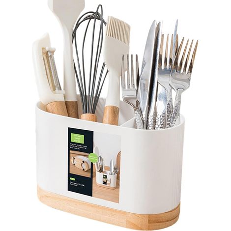 Besteckabtropfgestell – 1-teilig – Holz und PP – Effiziente Entwässerung – Küche, Bar, Restaurant – Kompakt (1/5)