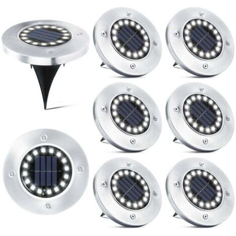 HOXILEELEO - 16 lampes solaires d'extérieur à LED - 8 projecteurs solaires étanches pour allées, chemins, terrasses, cours, éclairage souterrain et éclairage de pelouse (1/4)