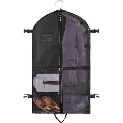 100 x 60 cm Sac de costume de qualité supérieure - Pliable - Avec 4 poches - Poignée de transport et boucles - Sac à vêtements pour costume homme - Manteau - Sac de costume - Sac à vêtements pour (1/5)