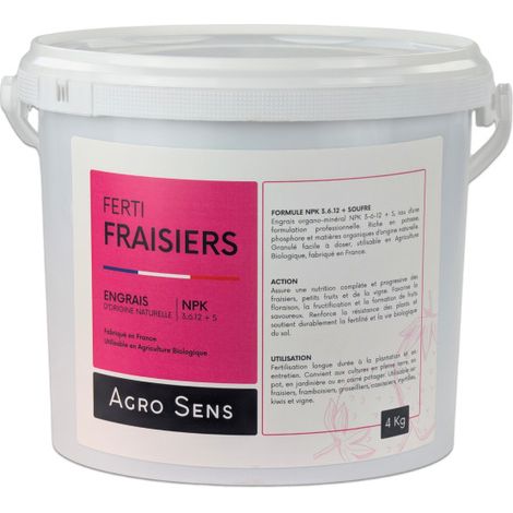 Ferti Fraisiers - Engrais pour fraisiers, vignes et petits fruits - Seau 4 kg