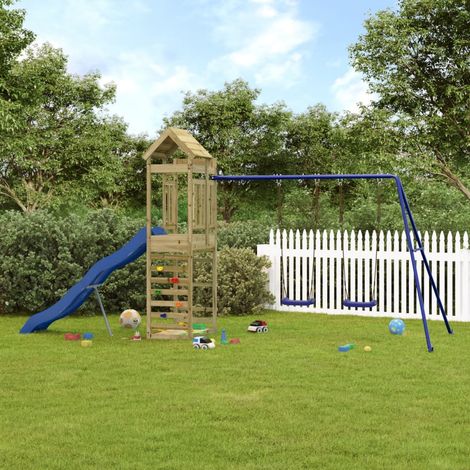 Aire de Jeux d'extérieur, Maison enfant exterieur, Maisonnette de jeu bois de pin imprégné LKOWF90096 (1/5)