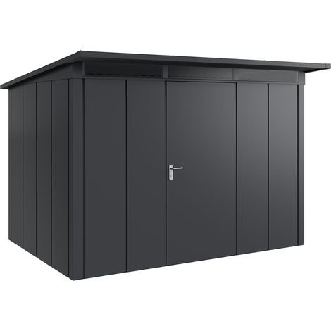 Hörmann Metall-Gerätehaus "Juno" mit Pultdach, JPD12 - Design, 310 x 214 cm (B x T), anthrazit, 1-flüglige Tür, Anschlag rechts (1/5)