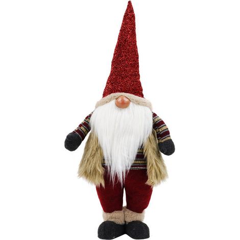 Gnomo di Babbo Natale H70 cm in Tessuto Rosso