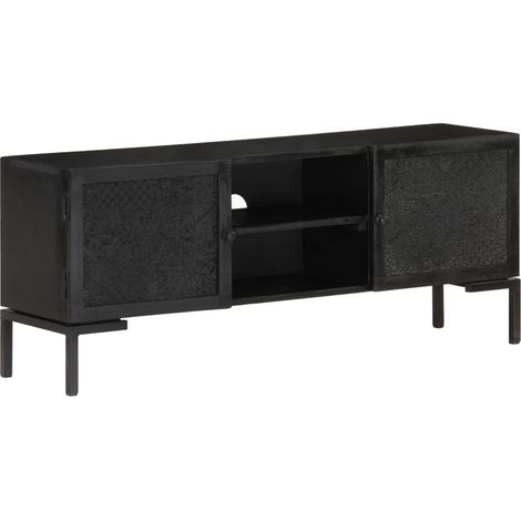 TV-Schrank Schwarz 115x30x46 cm Massivholz Mango