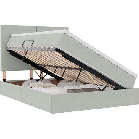 Maison Exclusive - LED-Speicherbett mit Matratze Hellgrau 140 x 1