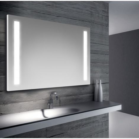 Specchio bagno retroilluminato a led con doppia strip 100x70 cm Specchio con antifog e sfioro (1/4)